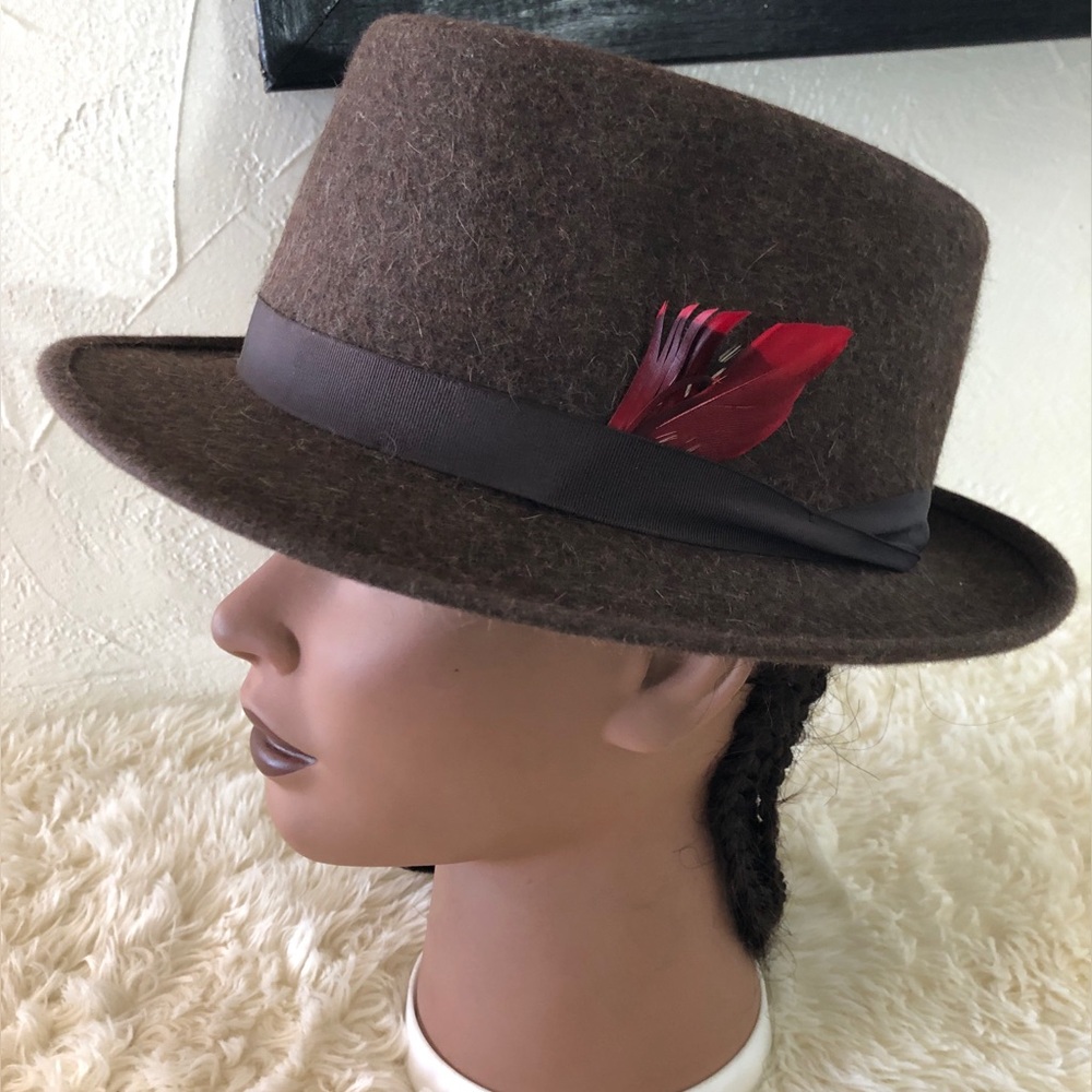 Mallory Stetson Brown Felt Hat with Feather